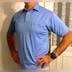 Vintage Sun Casuals Polo Style Shirt Large Blue Pockets Dad 90s